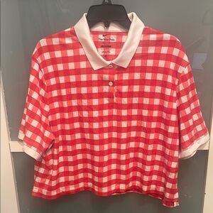 The Nike Polo Dri-Fit Red and White Gingham Polo Shirt, Loose Fit, L